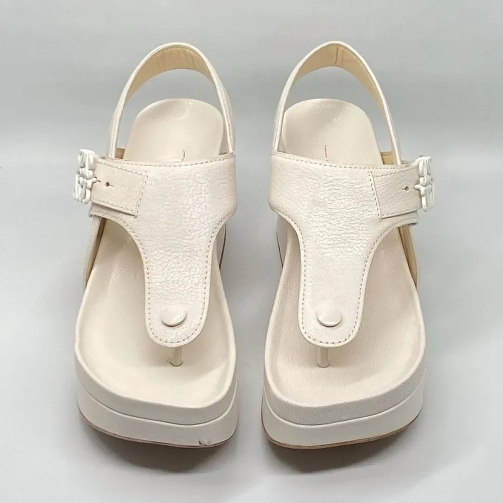 Loewe Ease leather platform thong sandals size 38